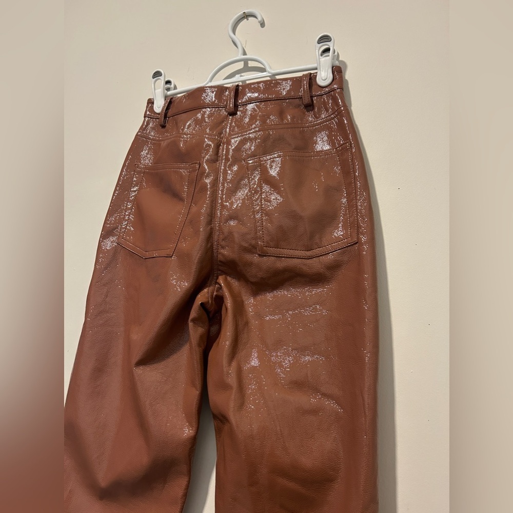 MESHKI OAKLEIGH STRAIGHT LEG PATENT PANTS SIZE XS in Wine 🍷 colour - Picture 8 of 11